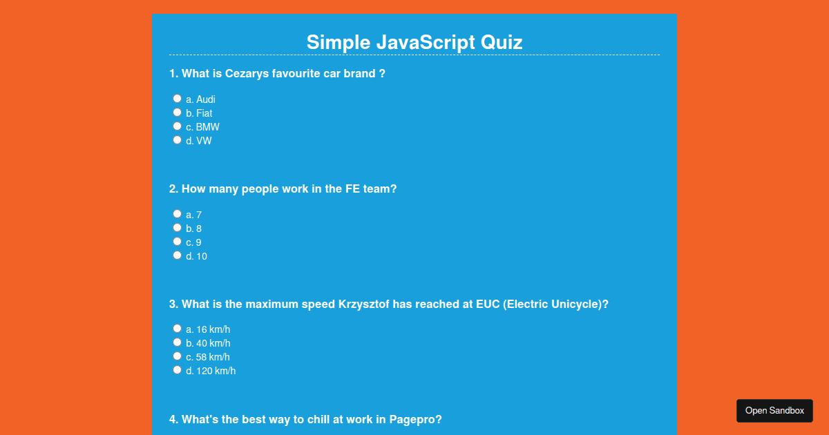 Quiz - Codesandbox
