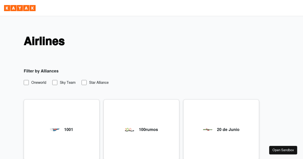 kayak - Codesandbox