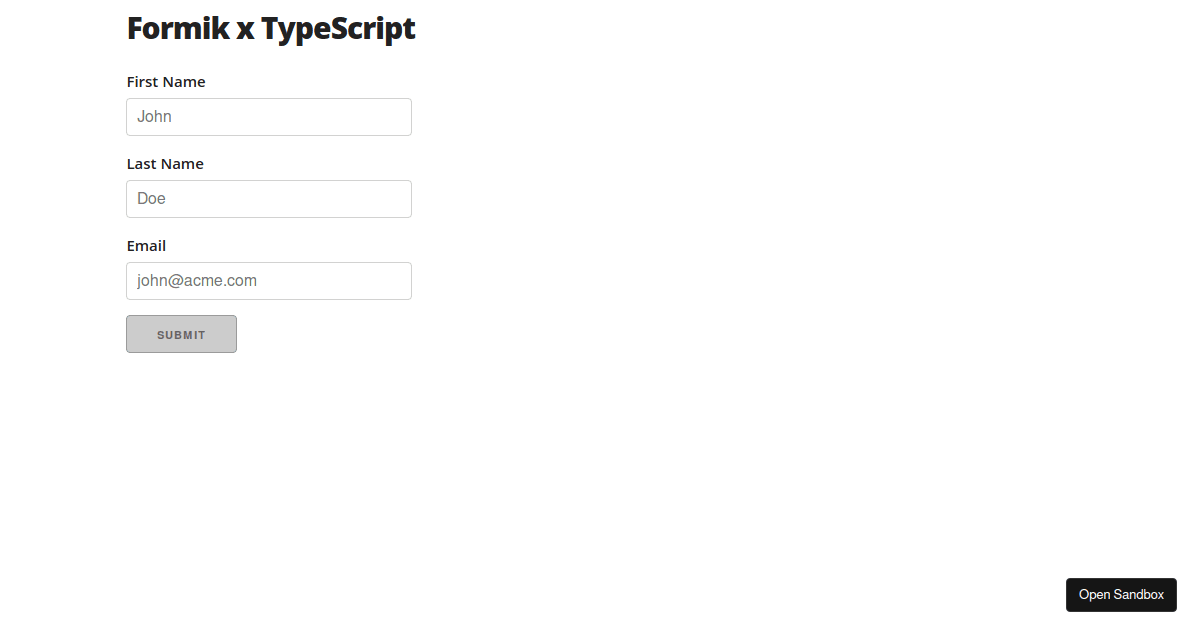 Formik 2.1.4 + typescript - Codesandbox