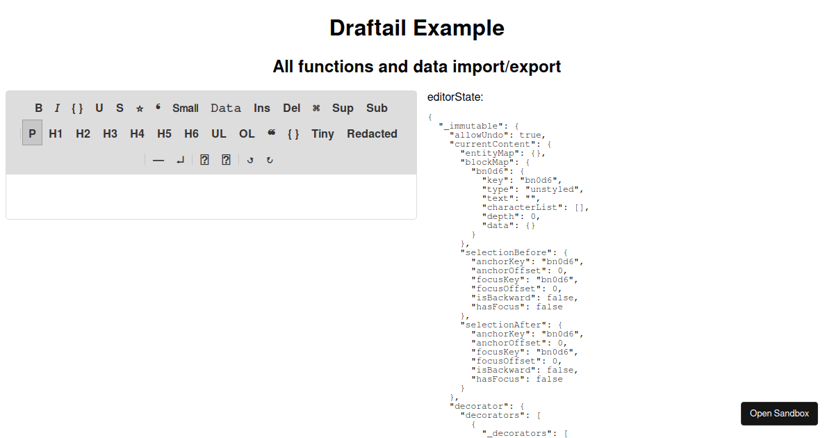 draftail editor (forked) - Codesandbox