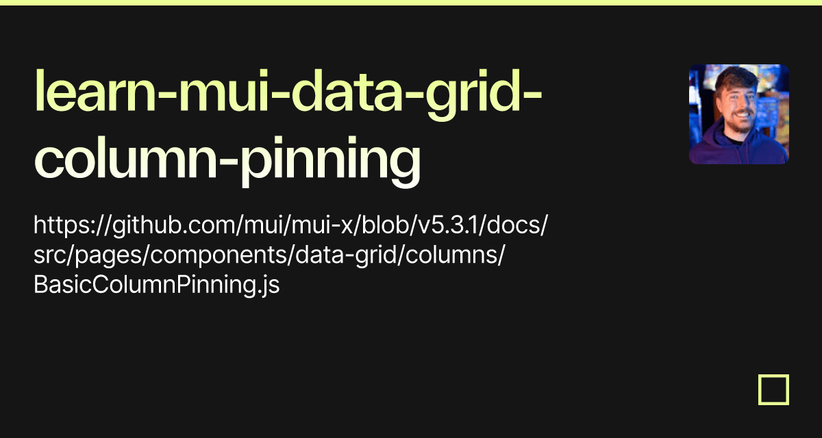 Learn mui data grid column pinning codesandbox