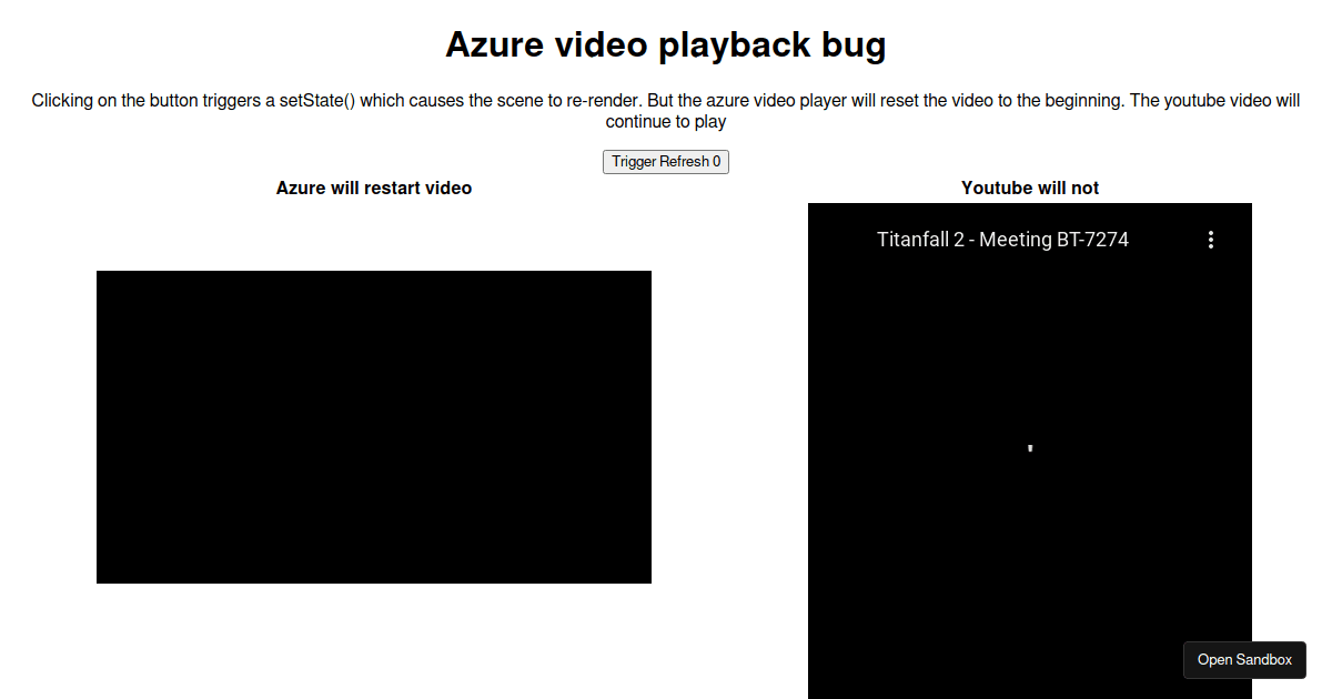 Azure Media Playback Sandbox (forked) - Codesandbox