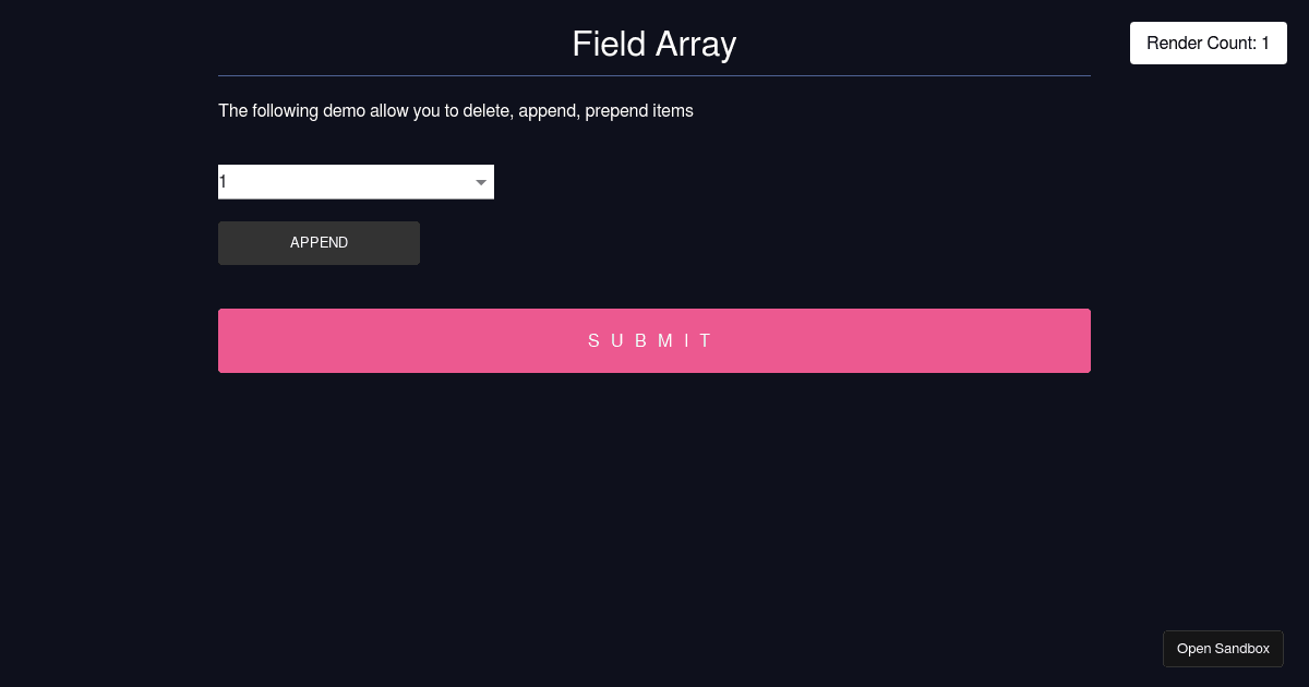 React Hook Form - useFieldArray (forked) - Codesandbox