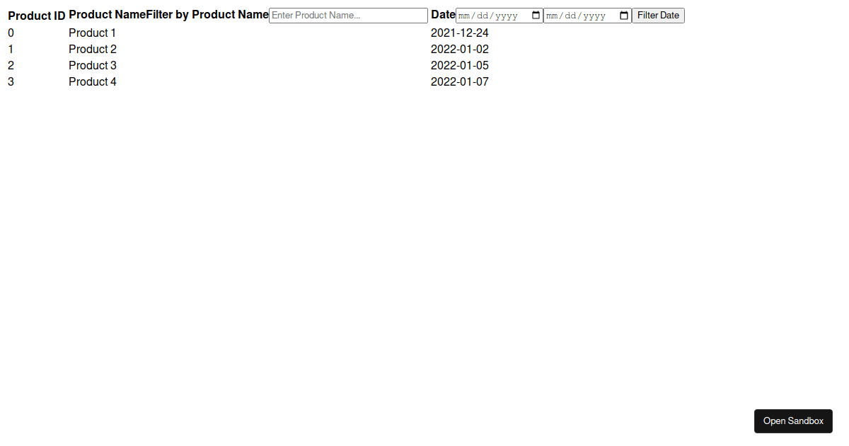 Date Filter Codesandbox 8517