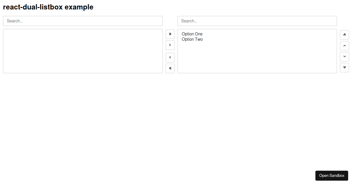 React Dual Listbox Example Forked Codesandbox
