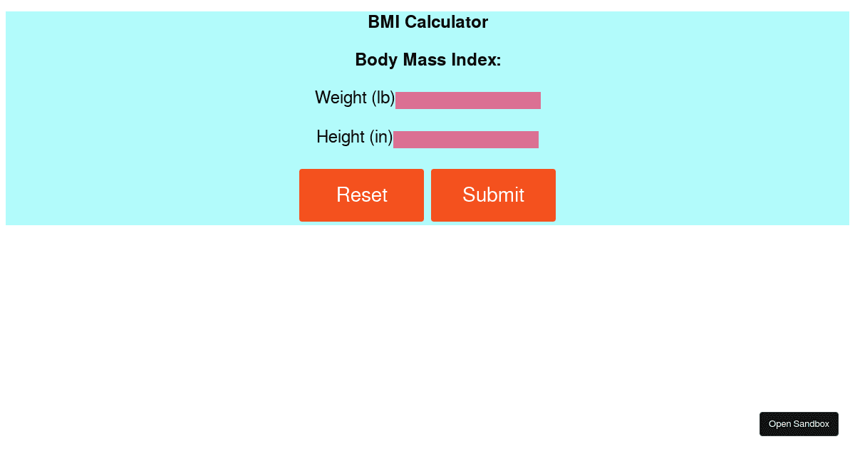 Bmi Calc Codesandbox