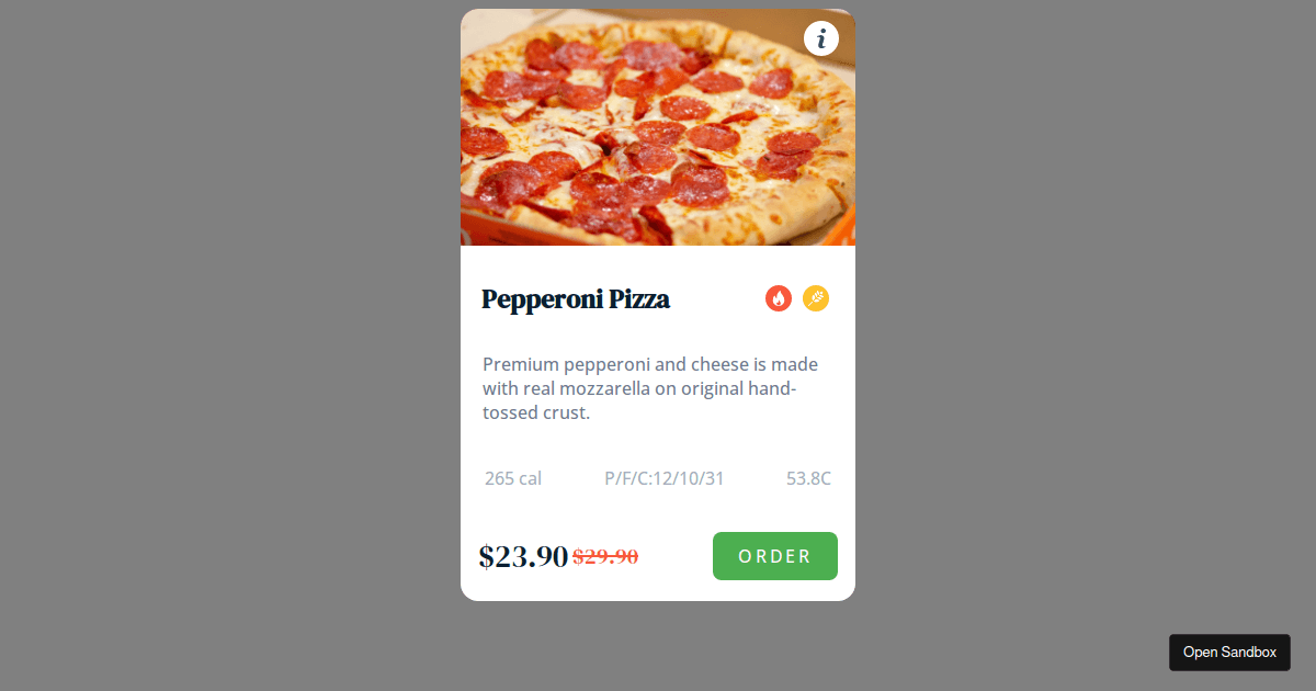 Food Card - Codesandbox