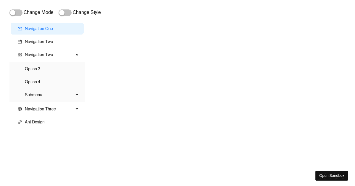Switch the menu type - antd@5.10.0 - Codesandbox