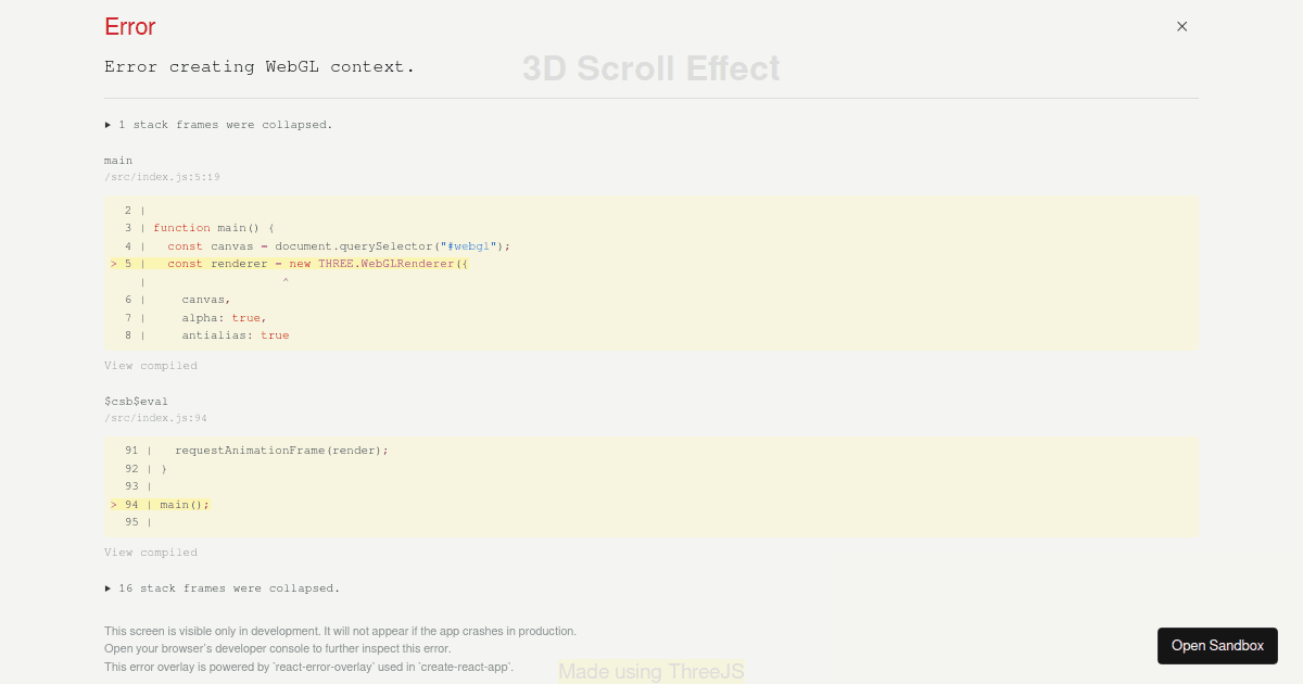 3d scroll - Codesandbox