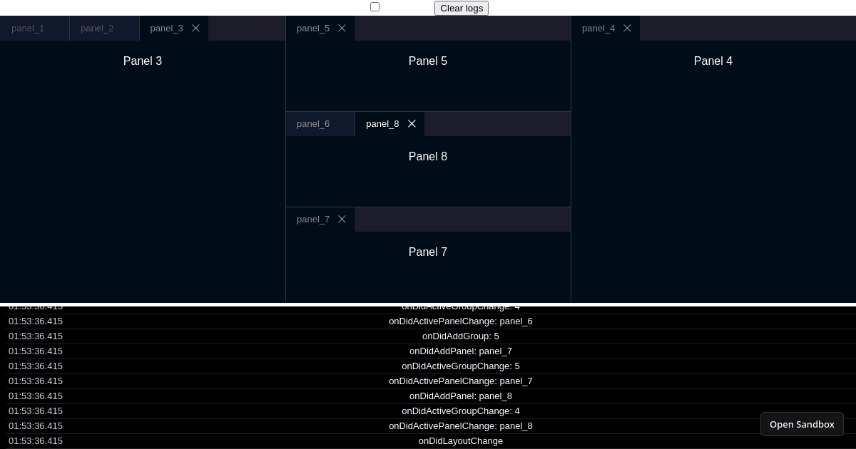 Dockview events-dockview - Codesandbox