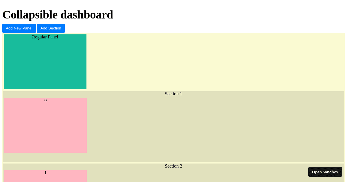 Collapsible dashboard POC - Codesandbox