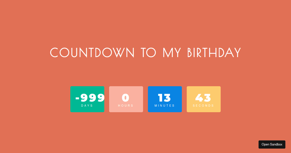 birthday count down - Codesandbox