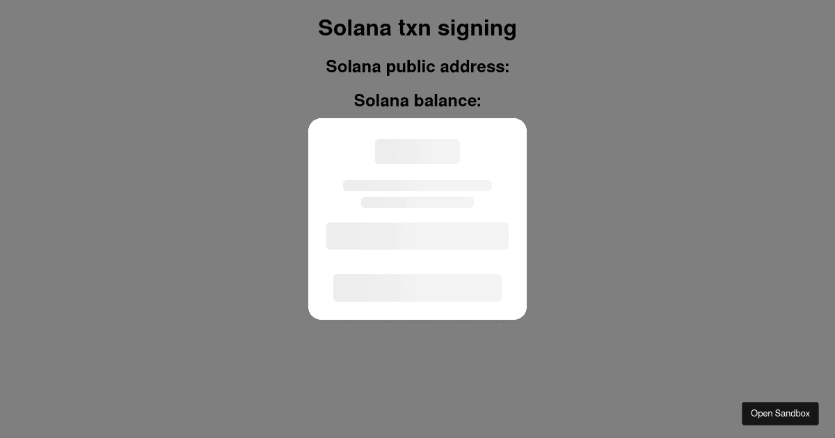 MetaKeep Sign Solana Versioned Transaction Codesandbox