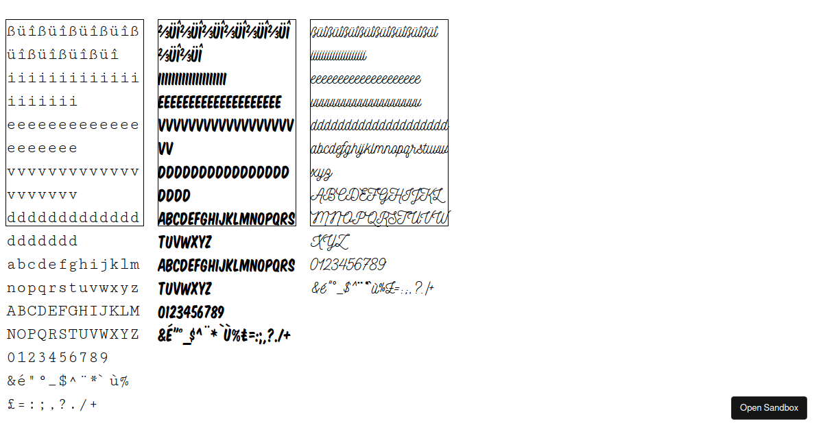 font list - Codesandbox