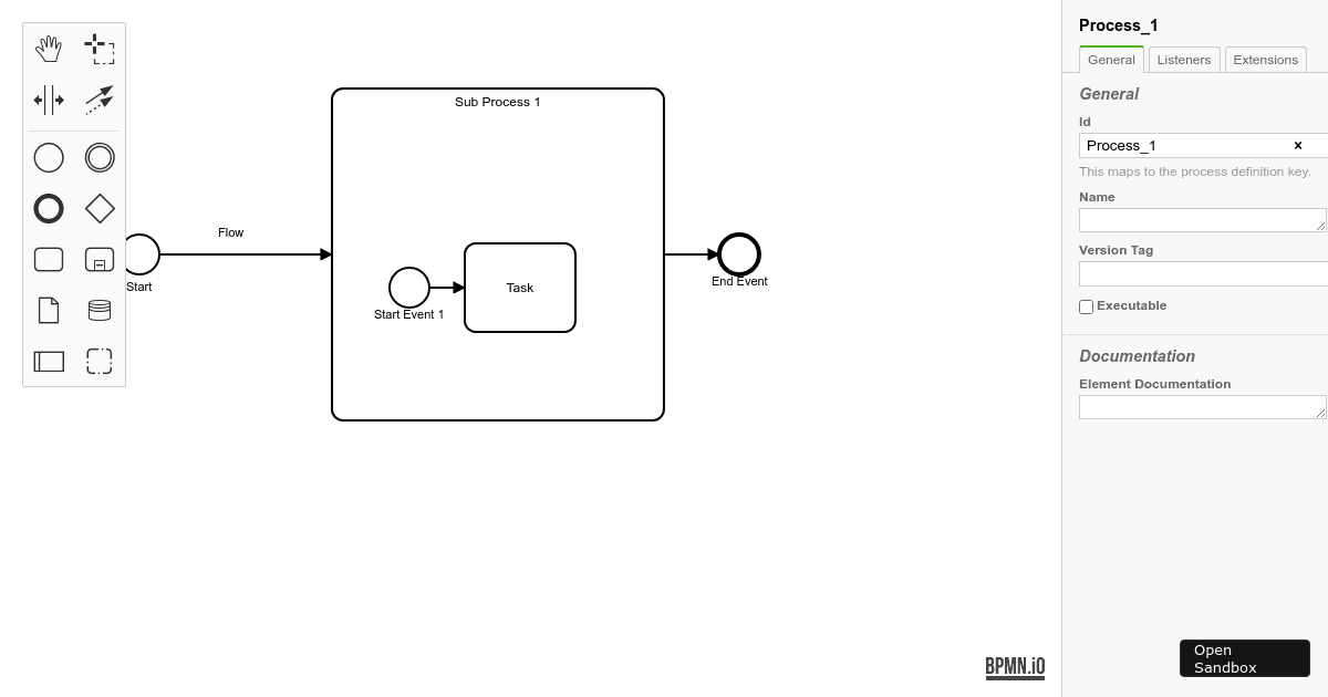 bpmn-js with Properties Panel (forked) - Codesandbox