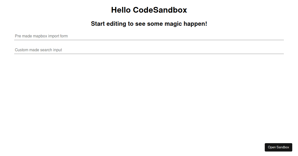 mapbox auto-complete inputfields - Codesandbox