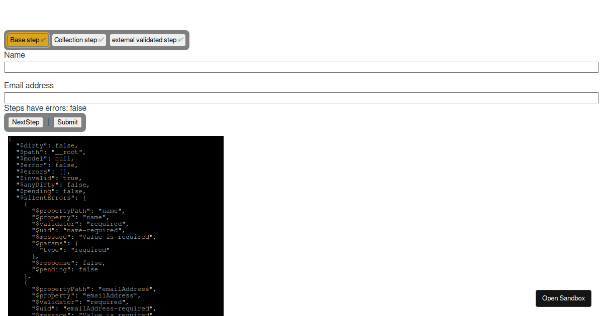 multi-step form with vuelidate + server errors + collection as a nested ...