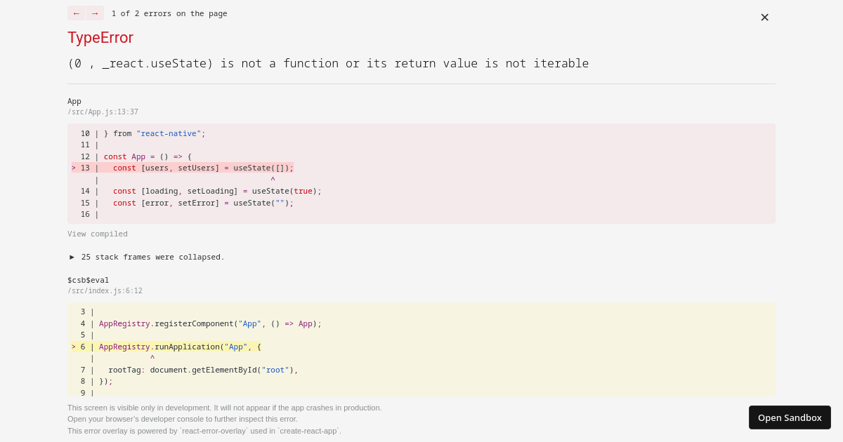 React Native (forked) - Codesandbox