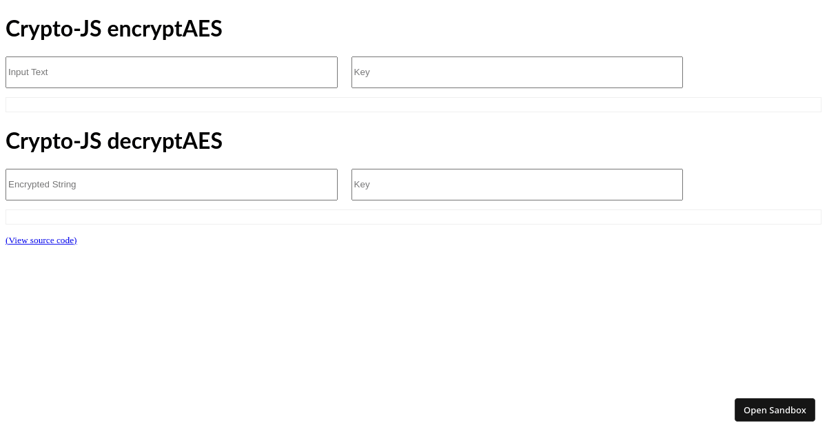 Cryptojs Aes Encrypt Decrypt (forked) - Codesandbox