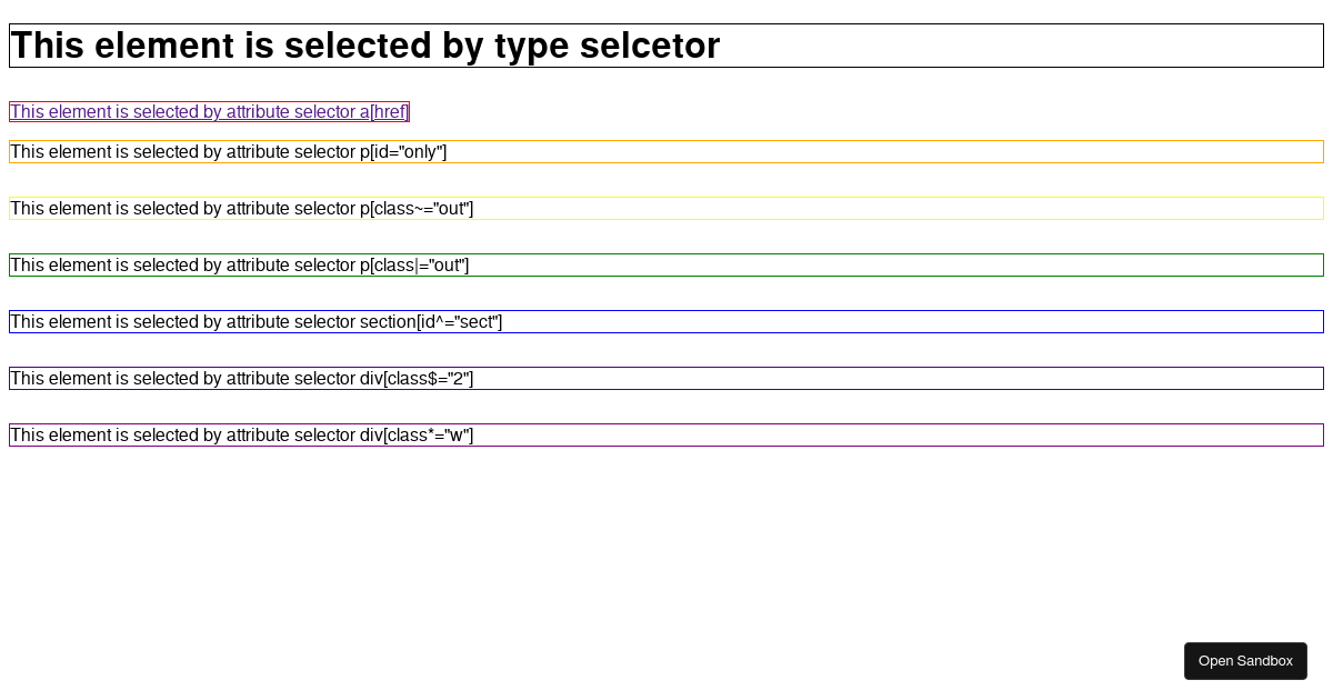 Basic Selectors - Codesandbox