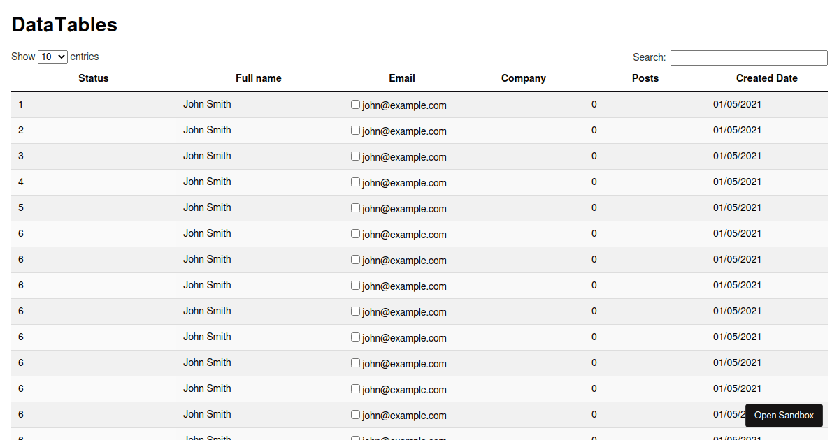 DataTables Scroller - Codesandbox