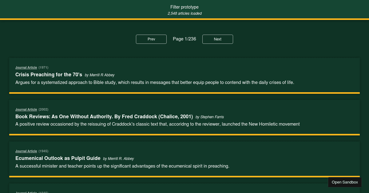 Filter Thing - Codesandbox