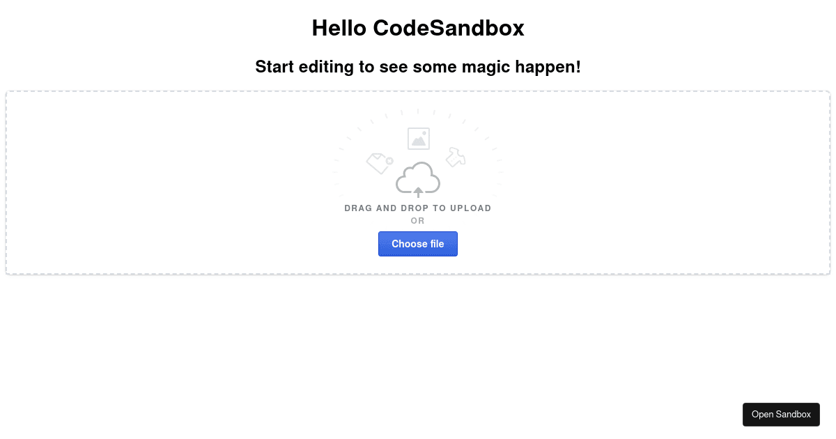 Flame FileUpload start - Codesandbox