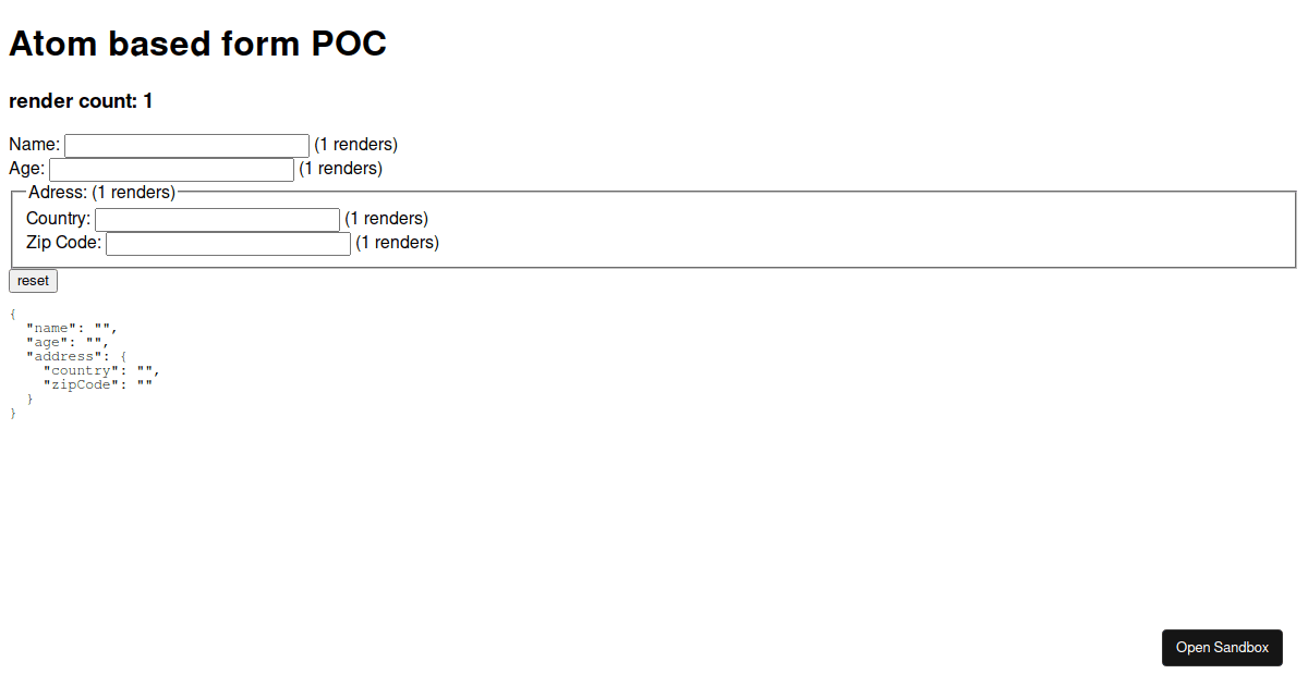 Poc Form Types Atom based form POC - Codesandbox