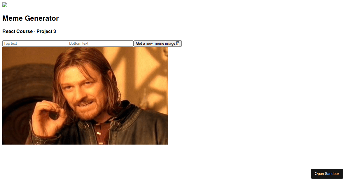 Meme Generator using React - Codesandbox