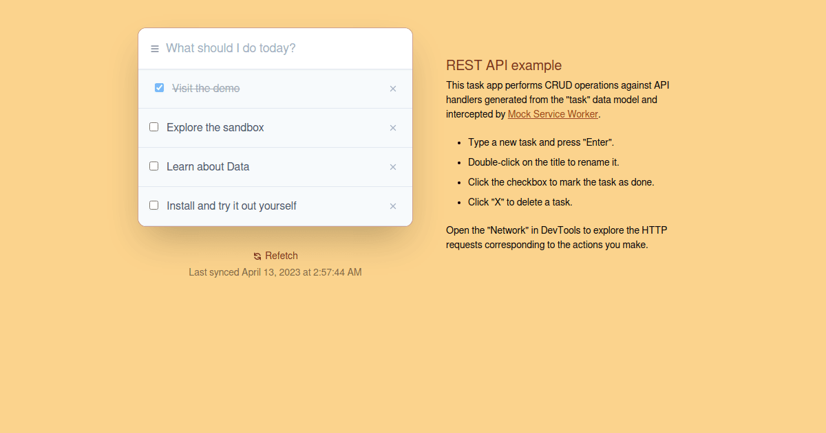 Data: REST API handlers - Codesandbox