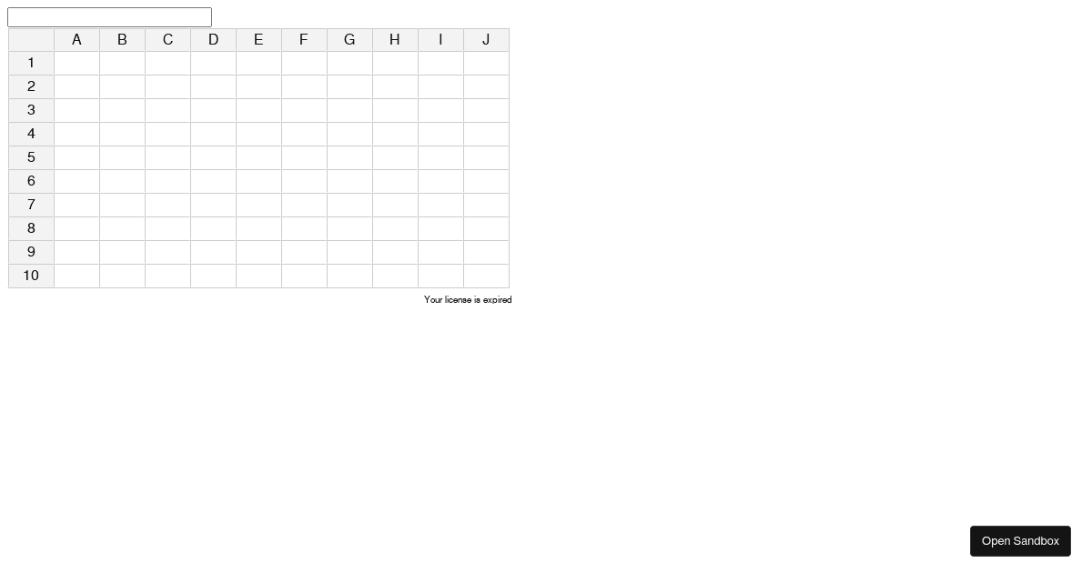 React Spreadsheet with external text input - Codesandbox