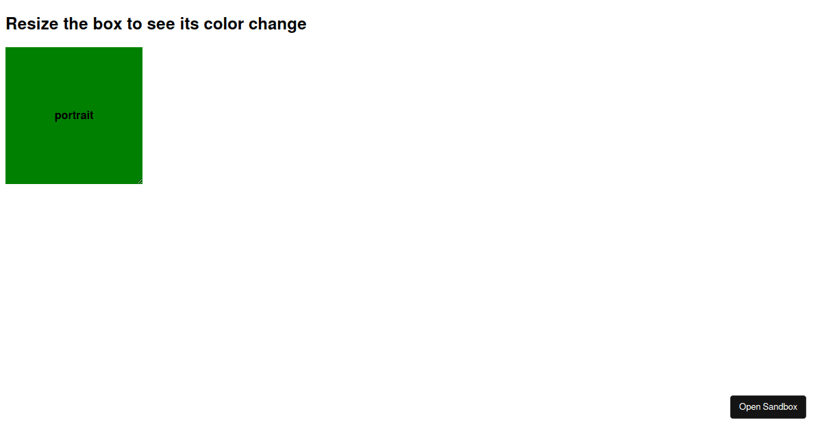 The live preview of use-resize-observer: Container Query with CSS-in-JS
