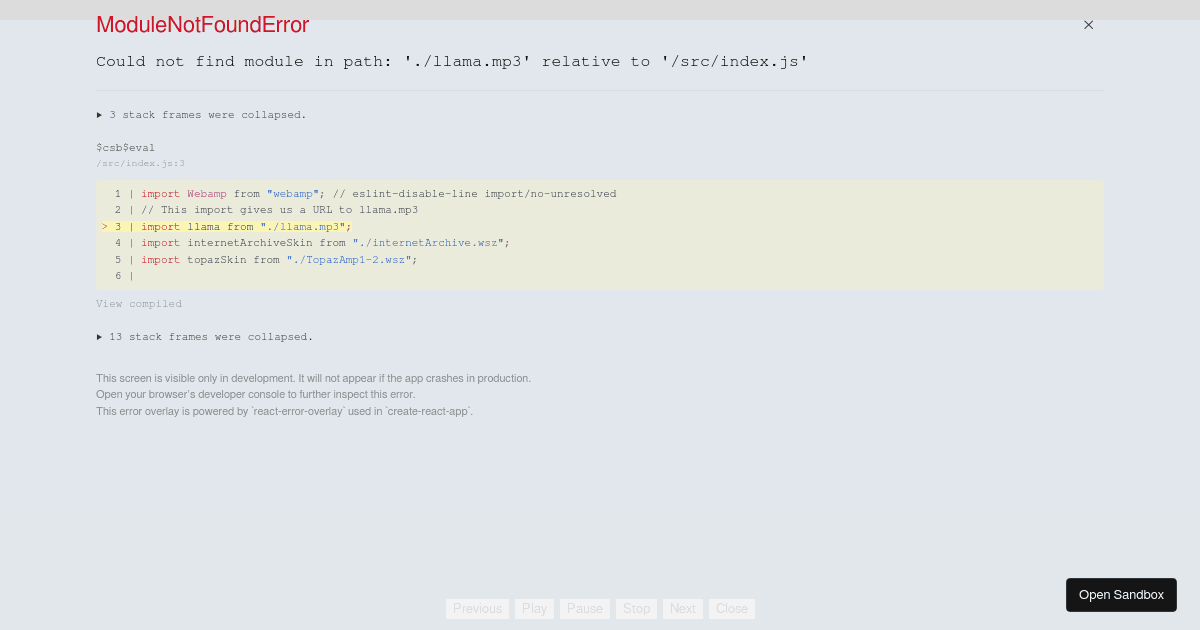 Webamp Example (forked) - Codesandbox