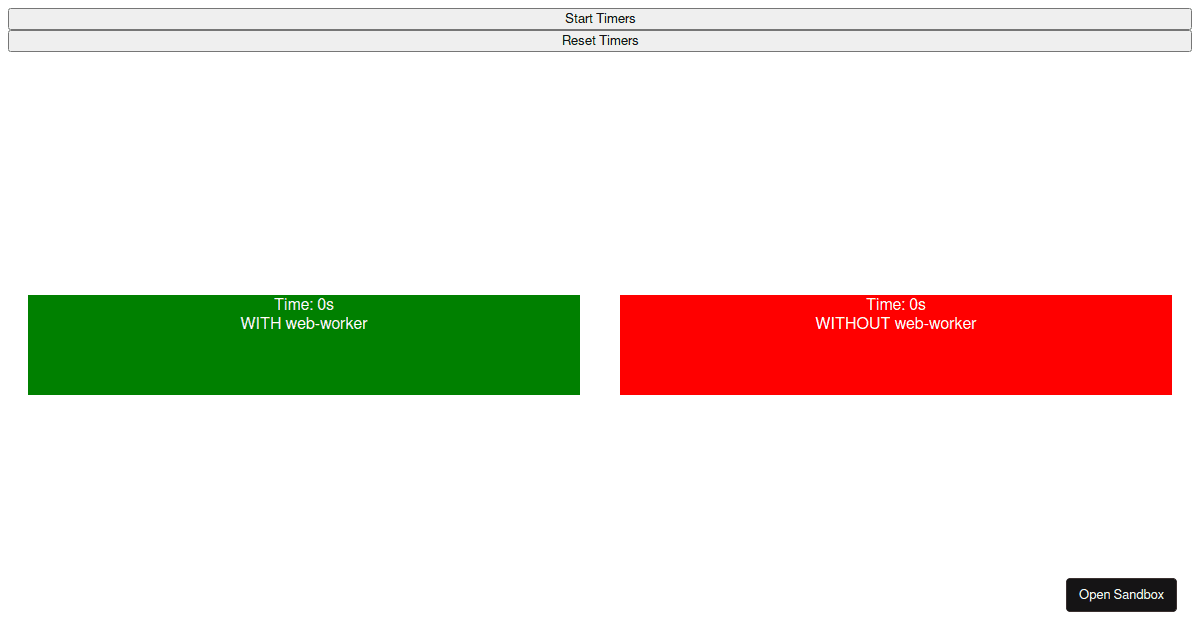 Timer using web worker (forked) - Codesandbox