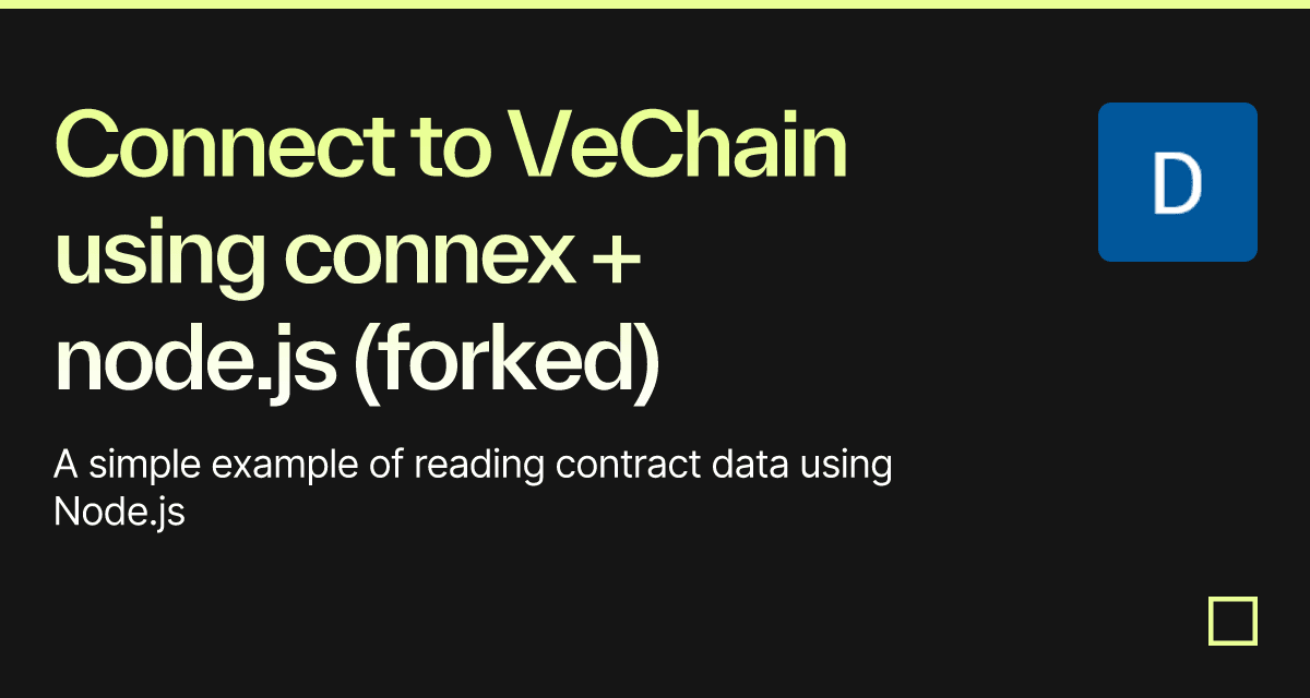 Connect to VeChain using connex + node.js (forked) - Codesandbox