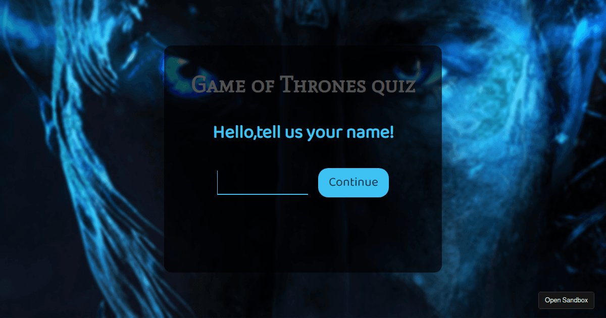 Game of Thrones quiz Codesandbox