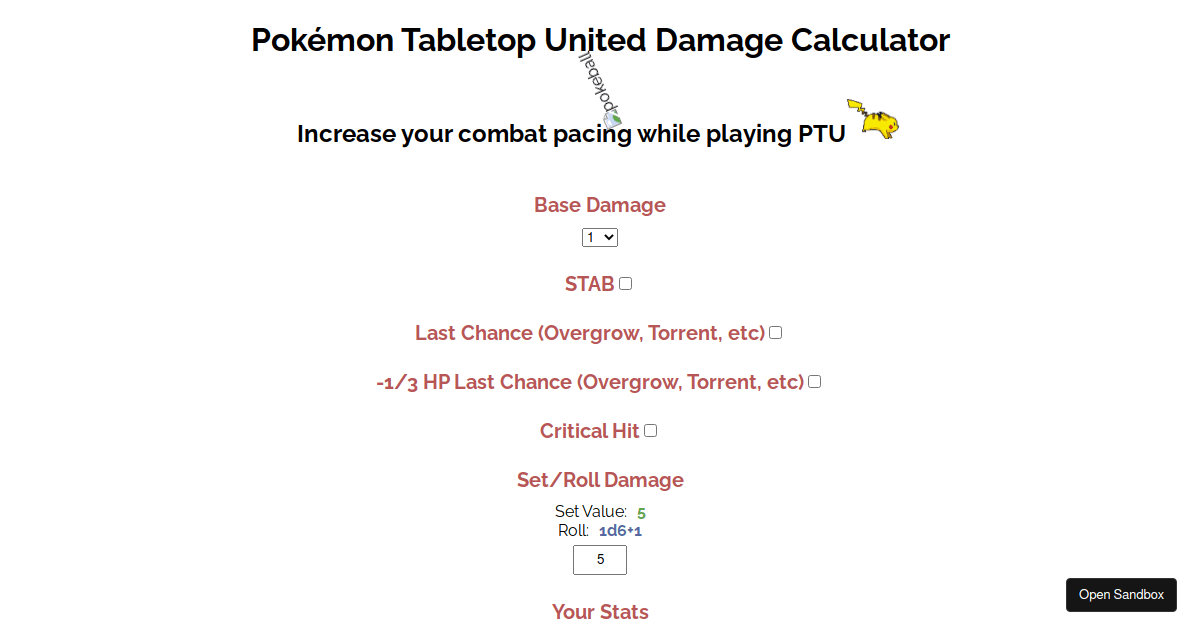 Pokémon Damage Calculator - Codesandbox