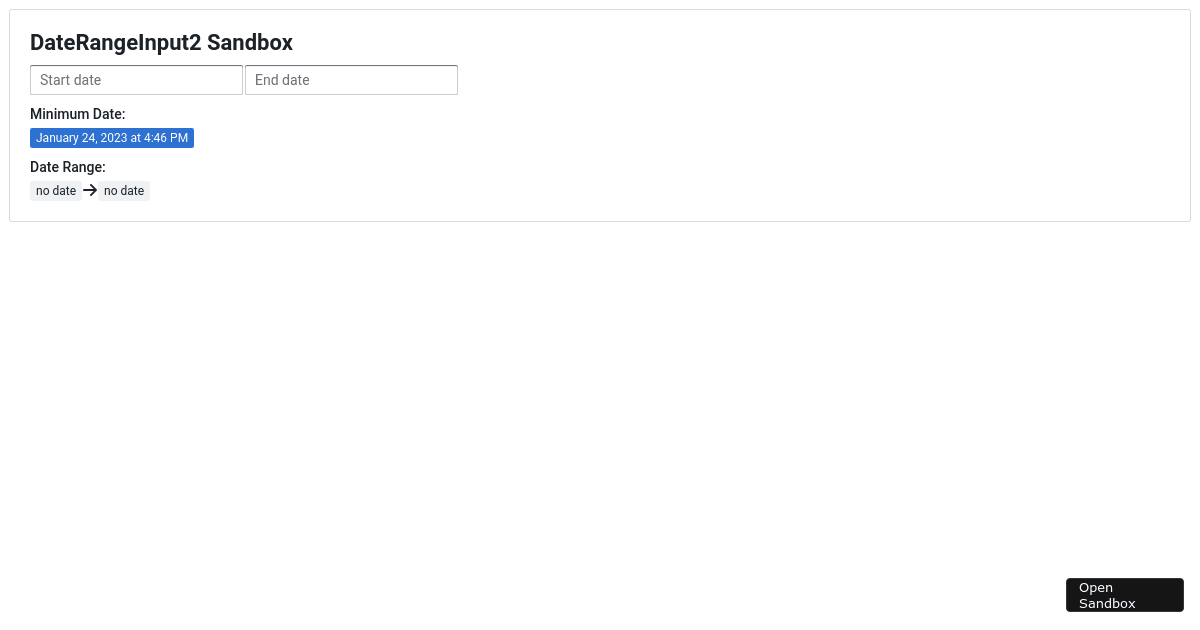 DateRangeInput2 Example - Codesandbox