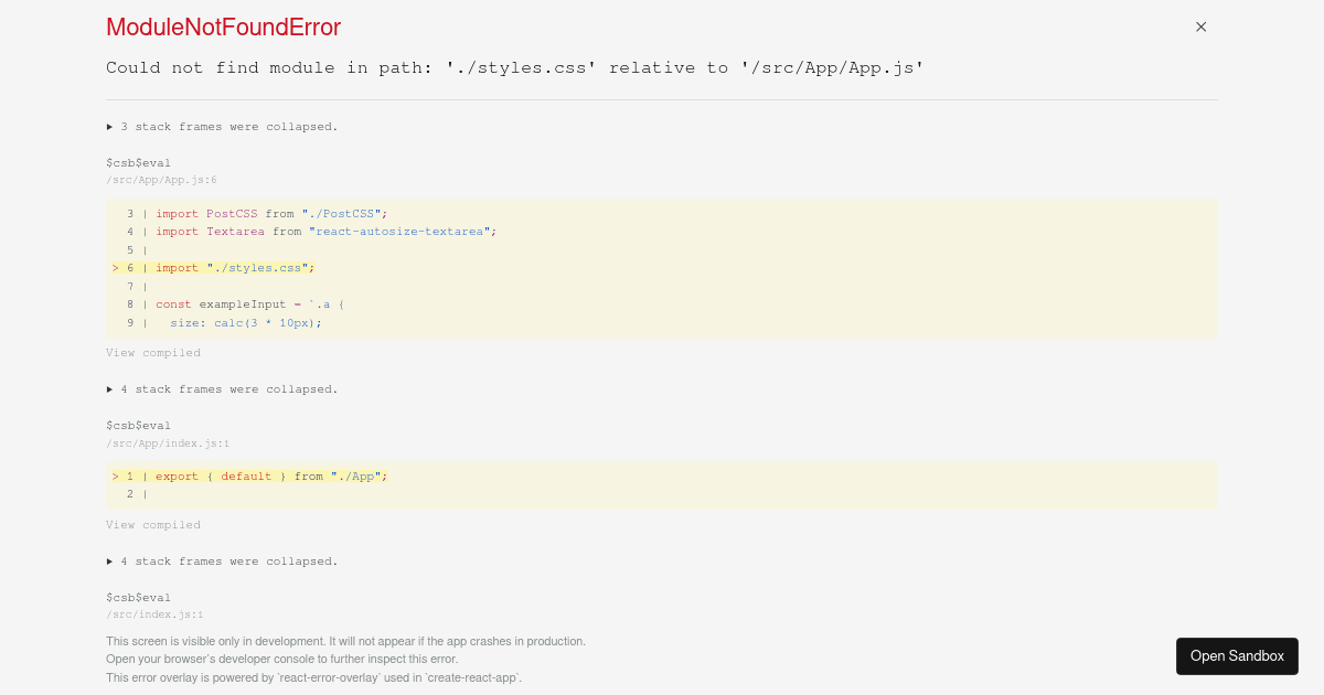 PostCSS plugin tester - Codesandbox
