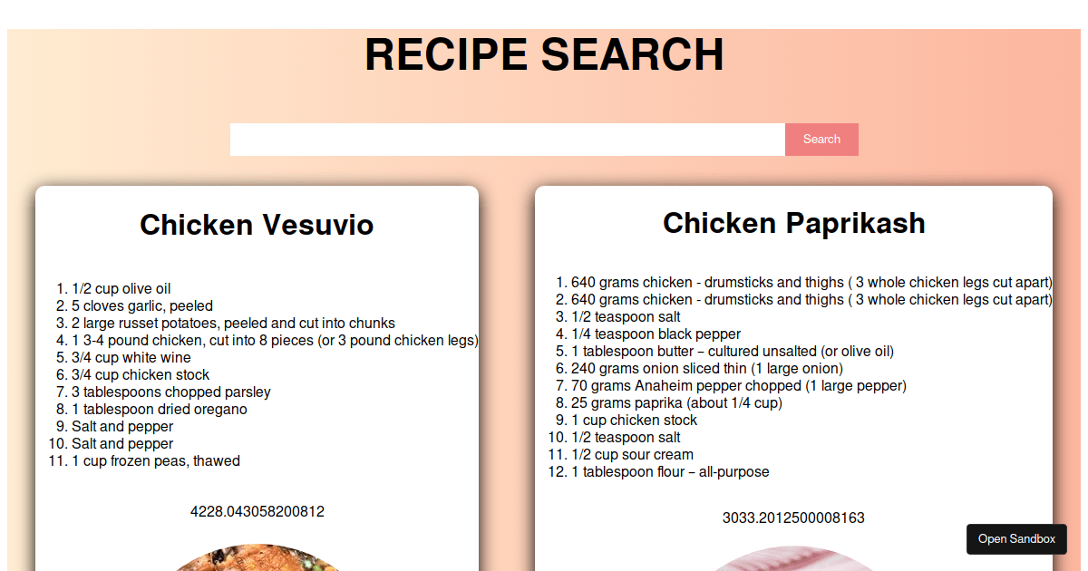 Recipe App v.2 - Codesandbox