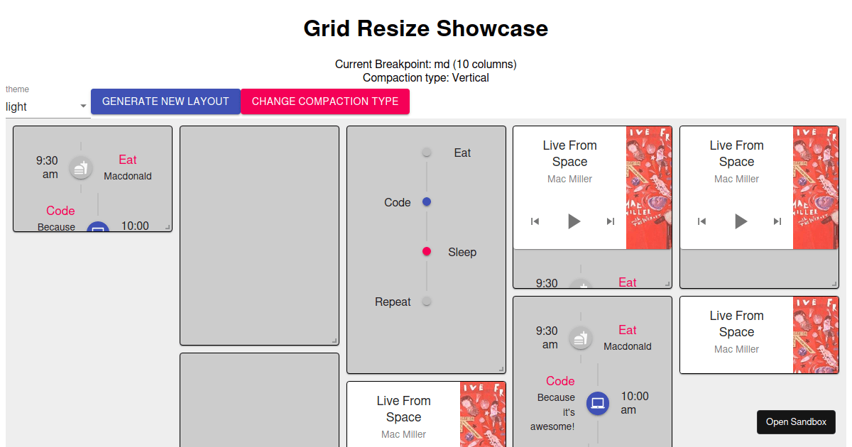 Test Resize Grid - Codesandbox