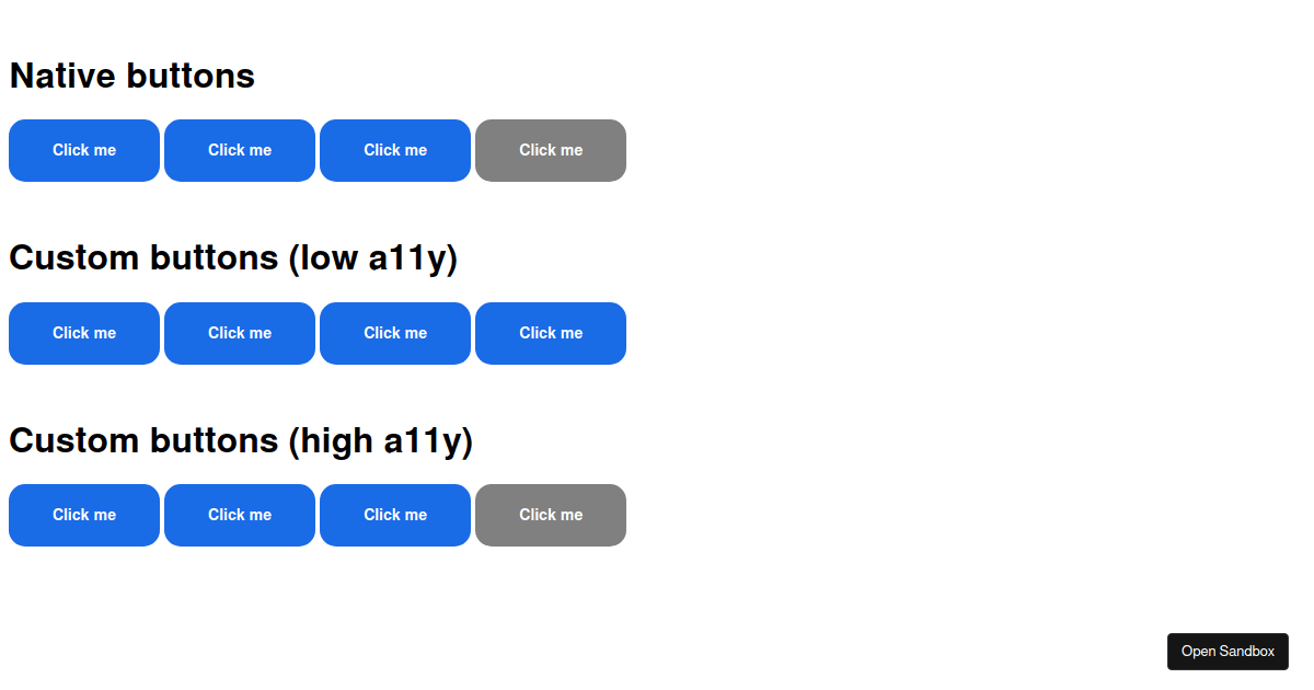 a11y - example 1 - buttons - Codesandbox