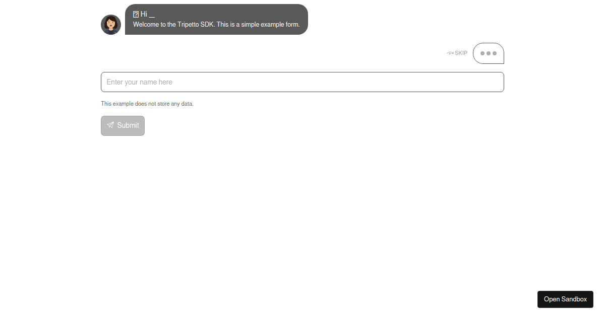 Tripetto SDK / Runner / Chat / Angular / Collecting response data ...