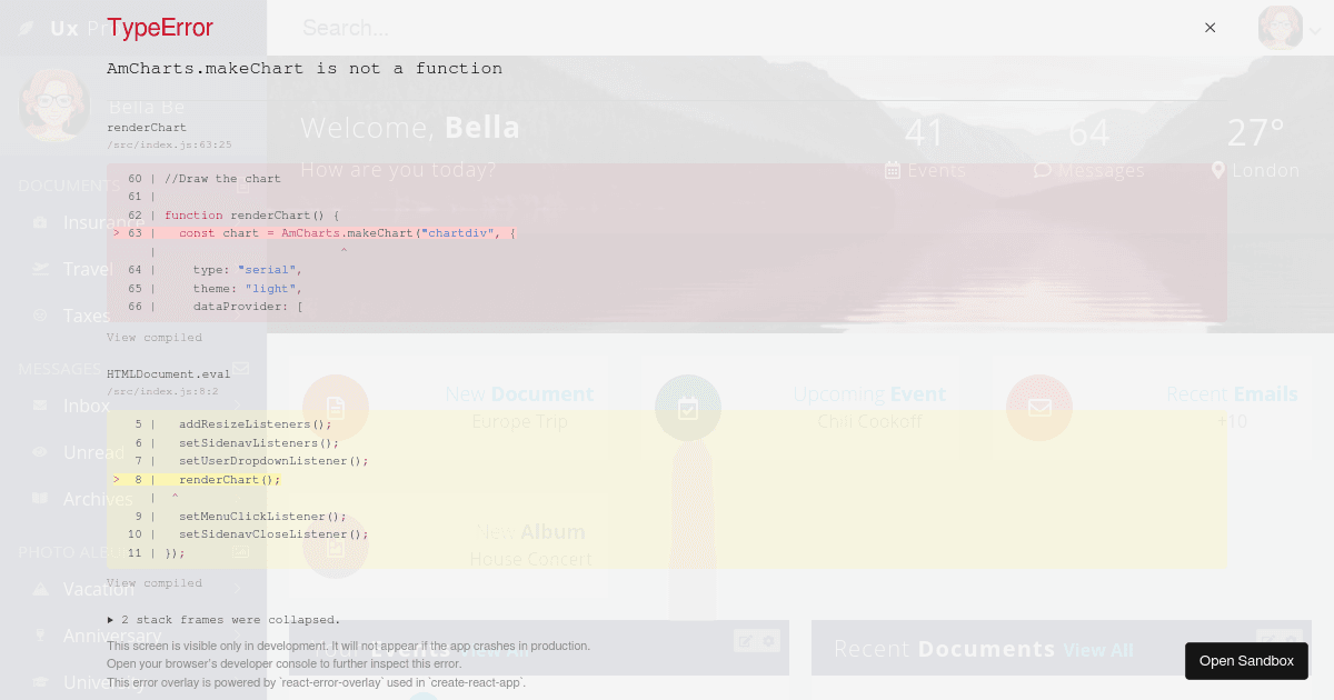 dashboard - Codesandbox