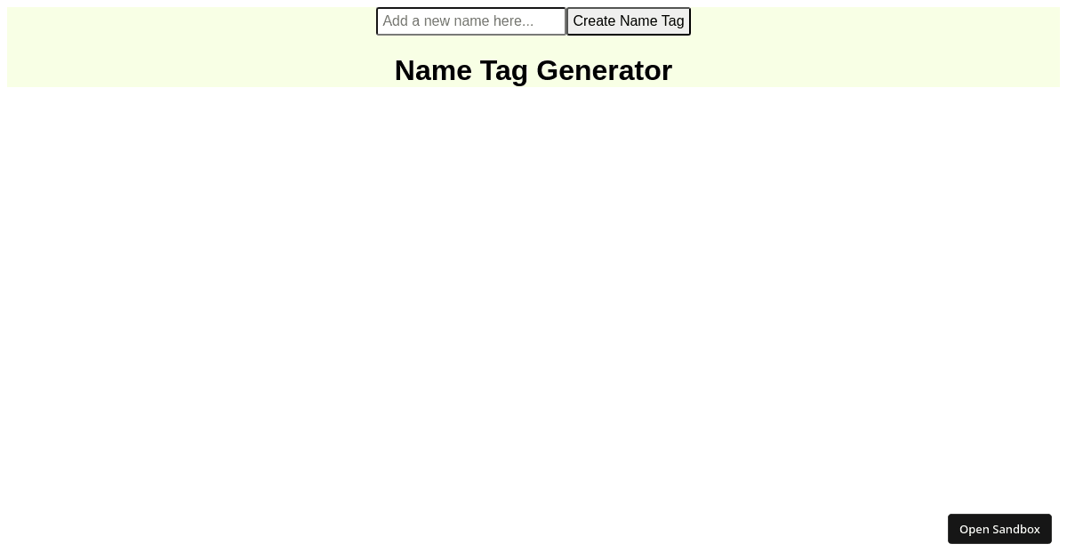 Name Tag Generator UI - Codesandbox