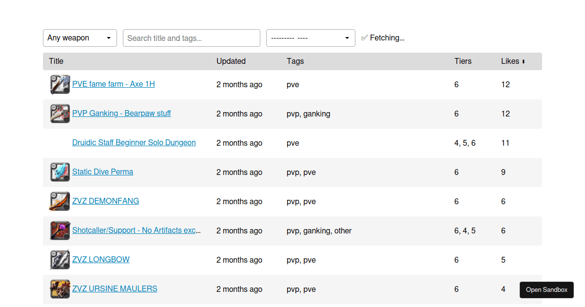 Albion Builds Codesandbox