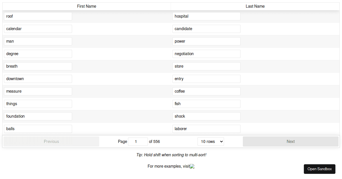 React-Table - Editable Content - Codesandbox