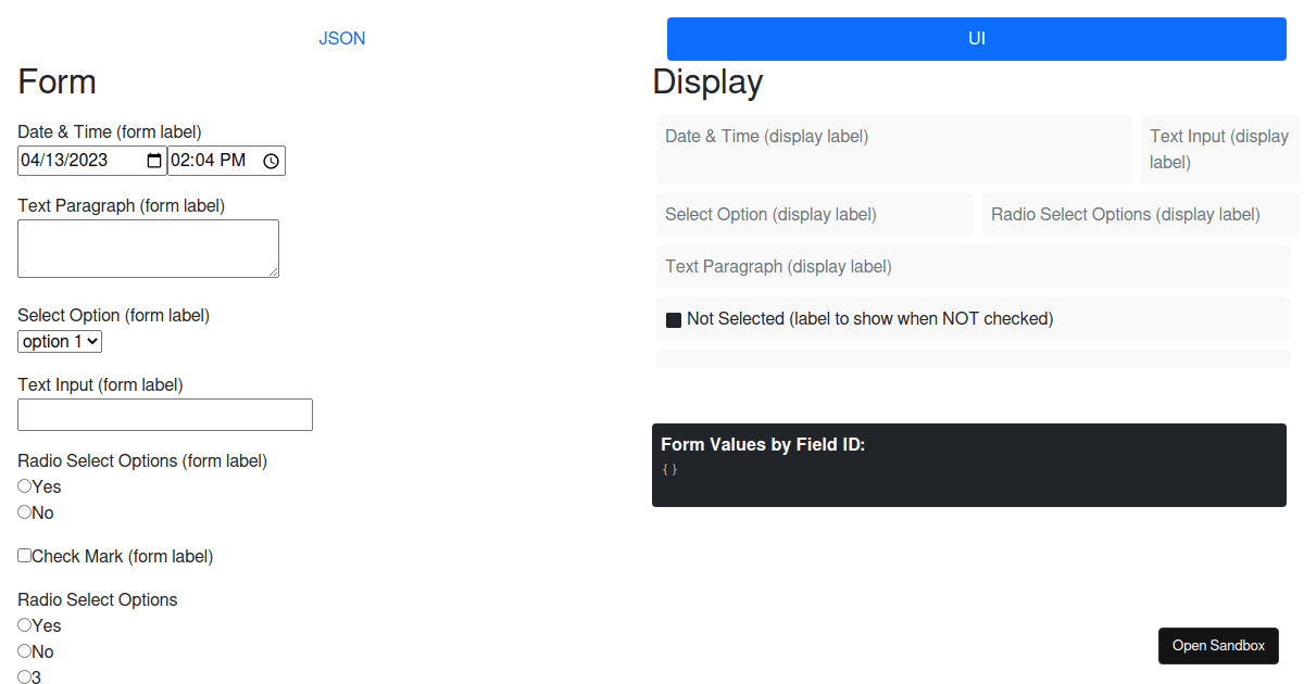 editor json - Codesandbox