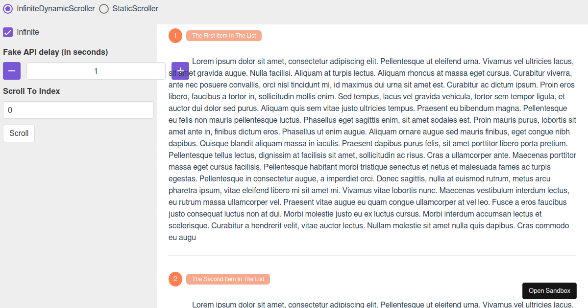 Vue Managed Scroller - Codesandbox