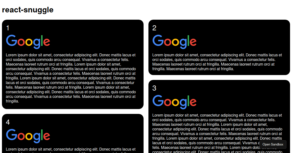 Masonry Layout compare - test (forked) - Codesandbox